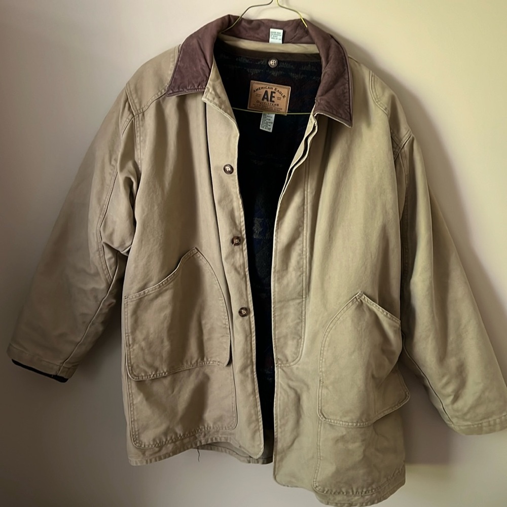 Leather American Eagle Men’s Jacket with removable vest lining